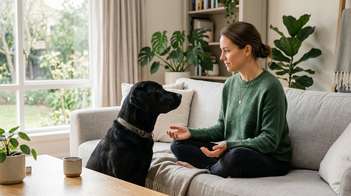 Professional blog cover for animal communication featuring a clean, modern design for séance communication animale.